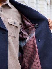 Navy Blue Soft Touch Peacoat with Wool - Image 5 of 10