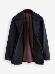 Navy Blue Soft Touch Peacoat with Wool - Image 7 of 10