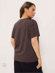 Yours Curve Brown Leopard Bow Cotton T-Shirt - Image 3 of 6