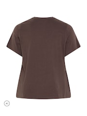 Yours Curve Brown Leopard Bow Cotton T-Shirt - Image 5 of 6