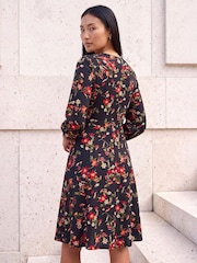 Roman Red Floral Print Short Dress - Image 3 of 4