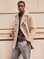 Neutral Soft Touch Peacoat with Wool - Image 1 of 9