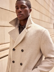 Neutral Soft Touch Peacoat with Wool - Image 3 of 9