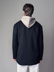 Black Soft Touch Peacoat with Wool - Image 2 of 10