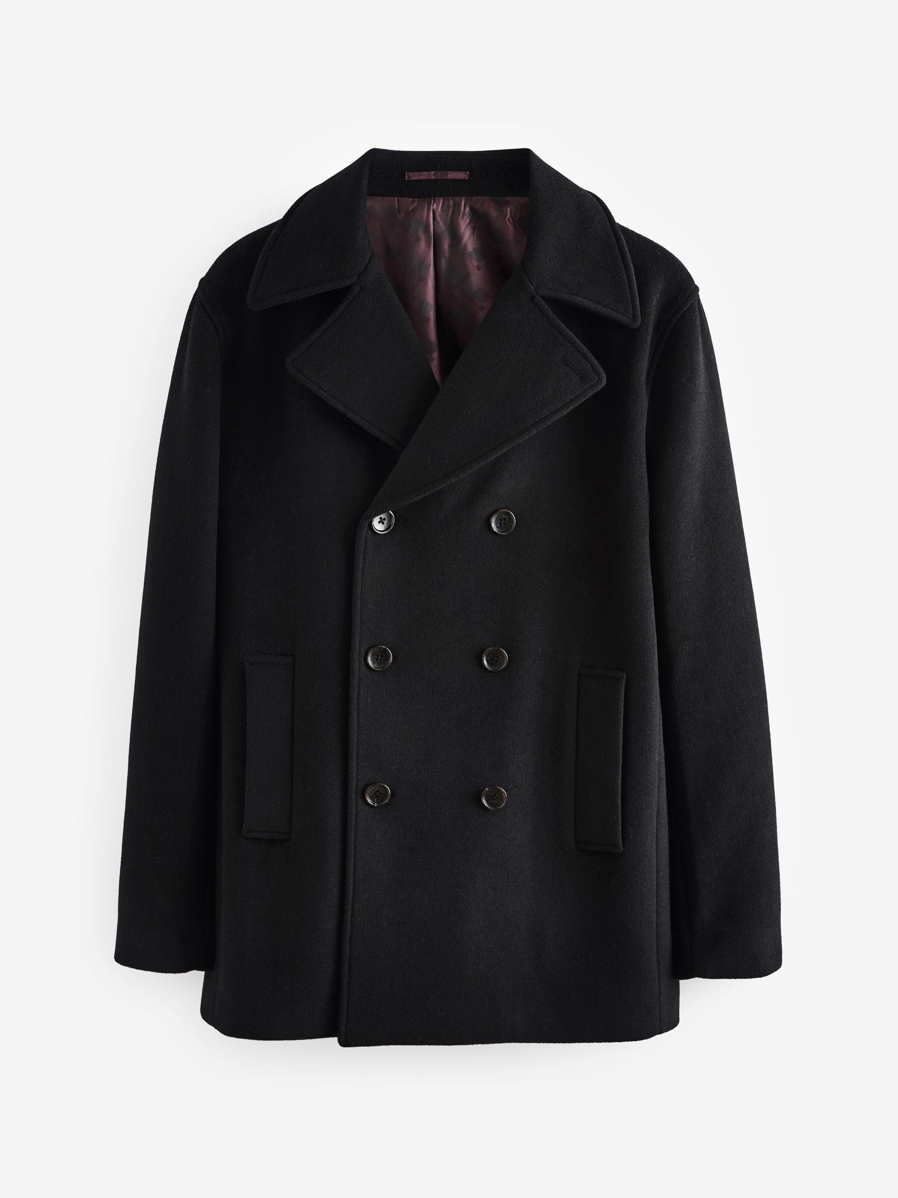 ジャケット・アウター T/SEHNE double layered pea coat black Maiyifu-GJ Men Stand Collar Wool Blend Pea Coat Stand Collar