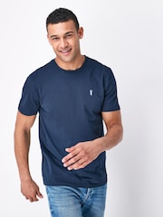 Navy Blue Regular Fit 100% Cotton Stag T-Shirt - Image 1 of 6