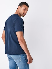 Navy Blue Regular Fit 100% Cotton Stag T-Shirt - Image 2 of 6