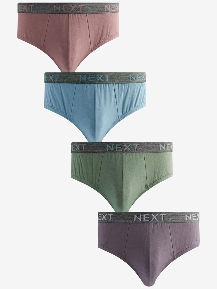 Blue/Green 4 pack Cotton Rich Briefs - Image 1 of 7