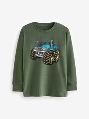 Green Monster Truck Long Sleeve Graphic T-Shirt (3-14yrs) - Image 1 of 3