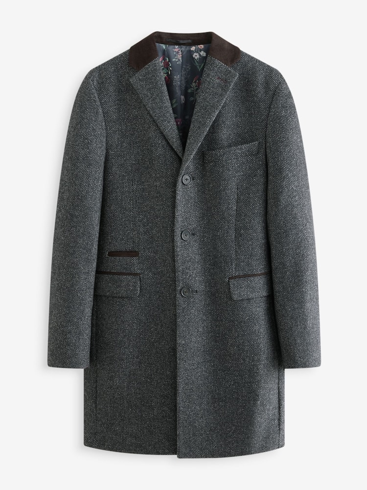 Grey Wool Rich Epsom Coat with Cord Collar - Image 2 of 6