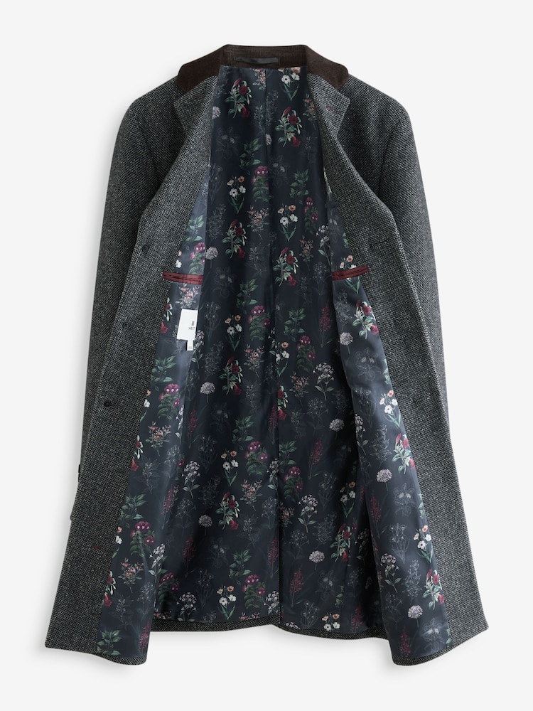 Grey Wool Rich Epsom Coat with Cord Collar - Image 3 of 6