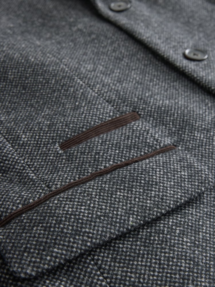 Grey Wool Rich Epsom Coat with Cord Collar - Image 6 of 6