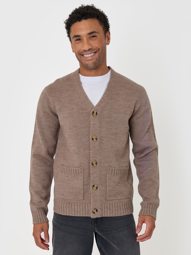 Threadbare Cream Wool Blend V-Neck Cardigan - Image 2 of 5 Threadbare Cream Wool Blend V-Neck Cardigan - Image 2 of 5