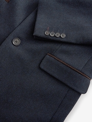 Navy Blue Wool Rich Epsom Coat with Cord Collar - Image 11 of 11
