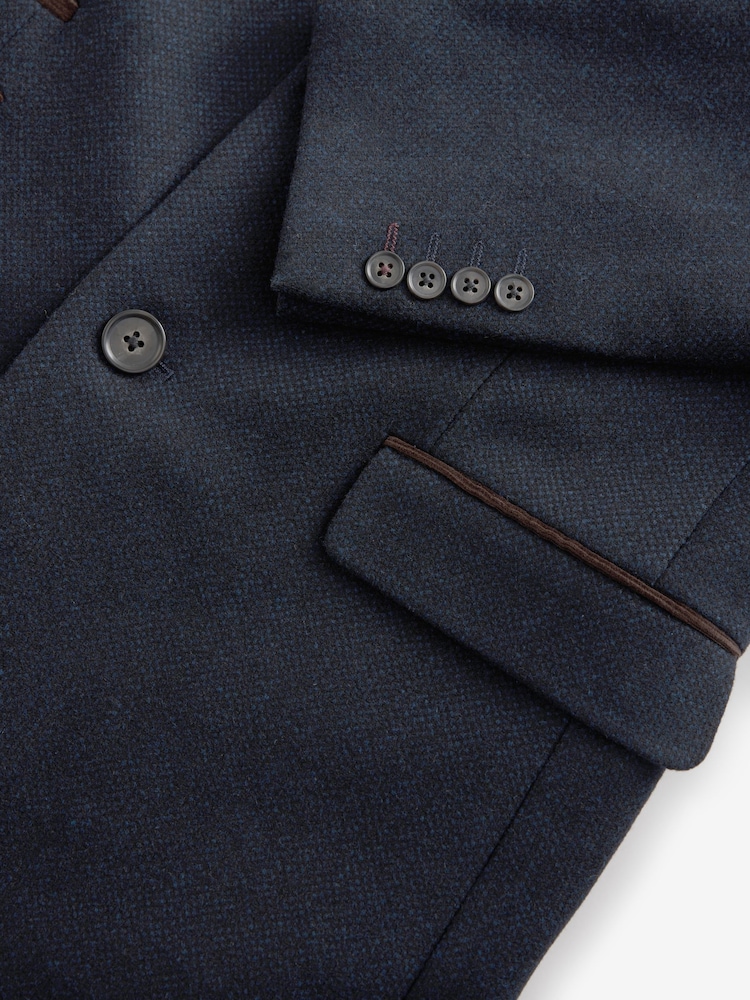 Navy Blue Wool Rich Epsom Coat with Cord Collar - Image 11 of 11