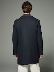 Navy Blue Wool Rich Epsom Coat with Cord Collar - Image 2 of 11