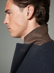 Navy Blue Wool Rich Epsom Coat with Cord Collar - Image 5 of 11