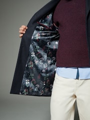 Navy Blue Wool Rich Epsom Coat with Cord Collar - Image 6 of 11