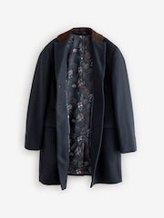 Navy Blue Wool Rich Epsom Coat with Cord Collar - Image 8 of 11
