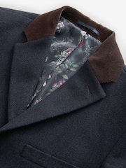 Navy Blue Wool Rich Epsom Coat with Cord Collar - Image 9 of 11