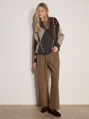 Apricot Grey Argyle Diamond Colour Block Jumper - Image 3 of 4