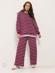 Yours Curve 2-In-1 Stripe Top & Trousers Co-Ord Set - Imagen 2 de 6