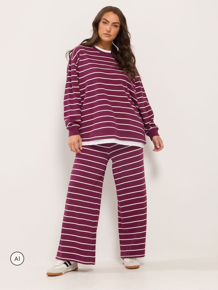Yours Curve 2-In-1 Stripe Top & Trousers Co-Ord Set - Imagen 2 de 6