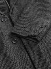 Charcoal Grey Wool Blend Mock Gilet Smart Epsom Overcoat - Image 10 of 10