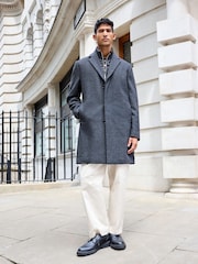 Charcoal Grey Wool Blend Mock Gilet Smart Epsom Overcoat - Image 2 of 10