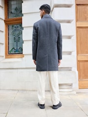 Charcoal Grey Wool Blend Mock Gilet Smart Epsom Overcoat - Image 3 of 10