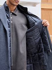 Charcoal Grey Wool Blend Mock Gilet Smart Epsom Overcoat - Image 5 of 10