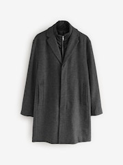 Charcoal Grey Wool Blend Mock Gilet Smart Epsom Overcoat - Image 6 of 10
