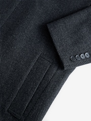 Navy Blue Wool Blend Mock Gilet Smart Epsom Overcoat - Image 7 of 9