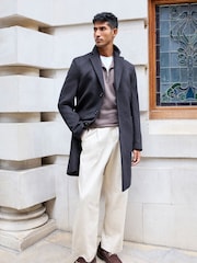 Blue Navy Epsom Overcoat with Wool - Image 3 of 10