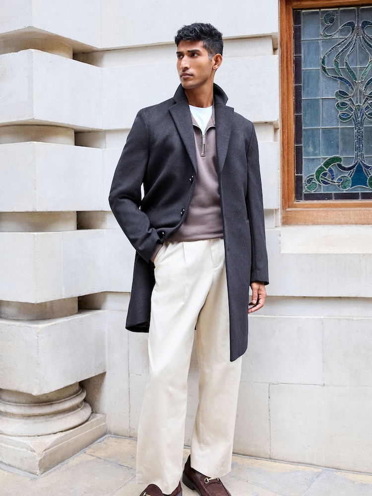 Blue Navy Epsom Overcoat with Wool - Image 3 of 10