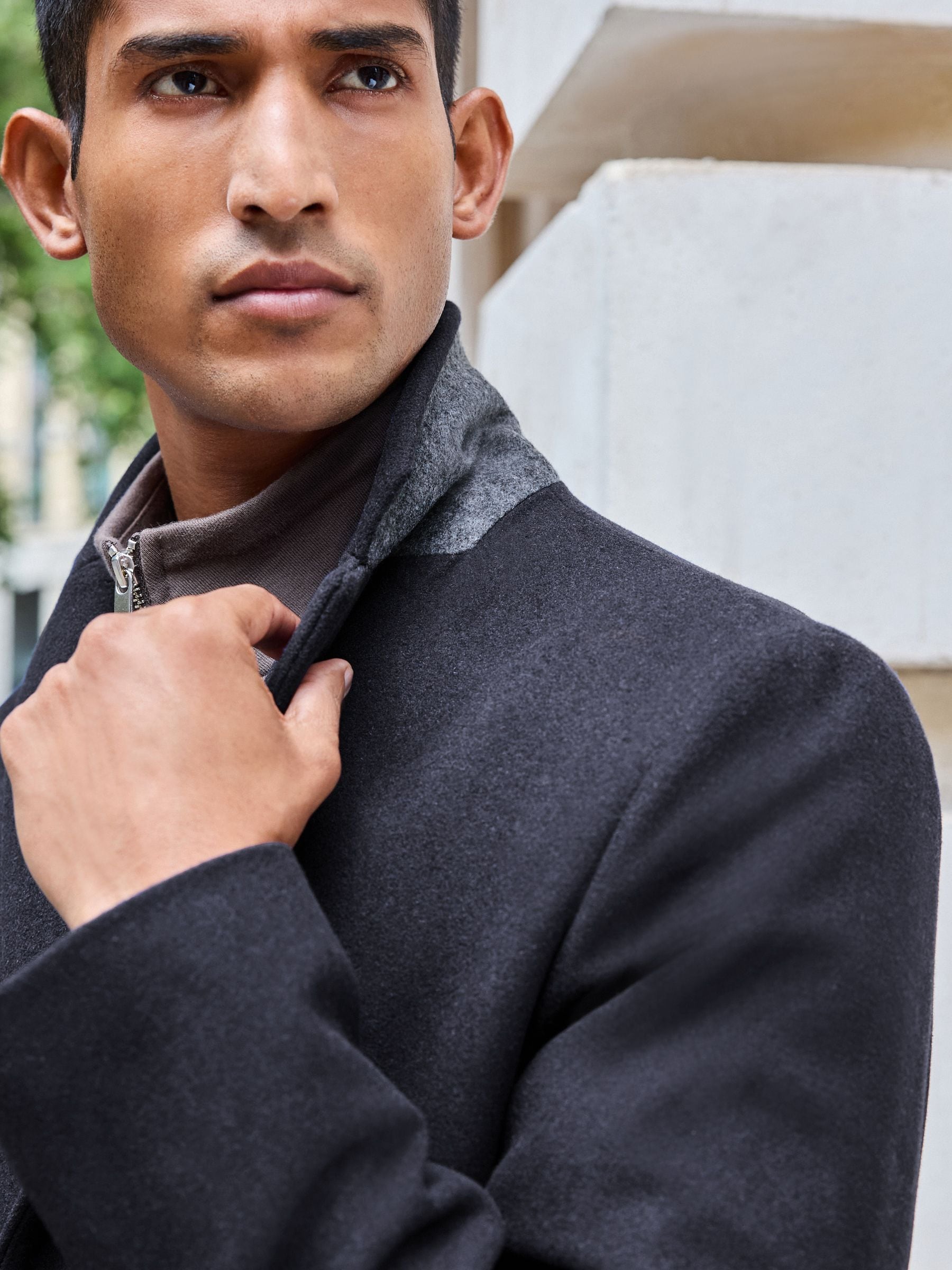 Buy Blue Navy Regular Fit Epsom Overcoat with Wool from Next USA