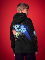 Graffiti-Schwarz - Weihnachts-Kapuzensweatshirt mit Rentiermotiv (3–16 Jahre) - Bild 2 von 5