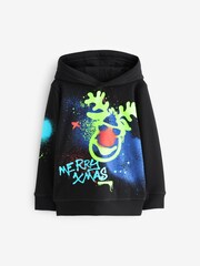Graffiti-Schwarz - Weihnachts-Kapuzensweatshirt mit Rentiermotiv (3–16 Jahre) - Bild 3 von 5