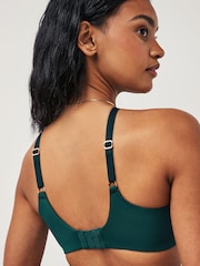 Teal Blue DD+ Stripe Minimising Non Pad Full Cup Bra - Image 6 of 8