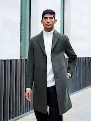 Khaki Green Epsom Overcoat with Wool - Image 1 of 9