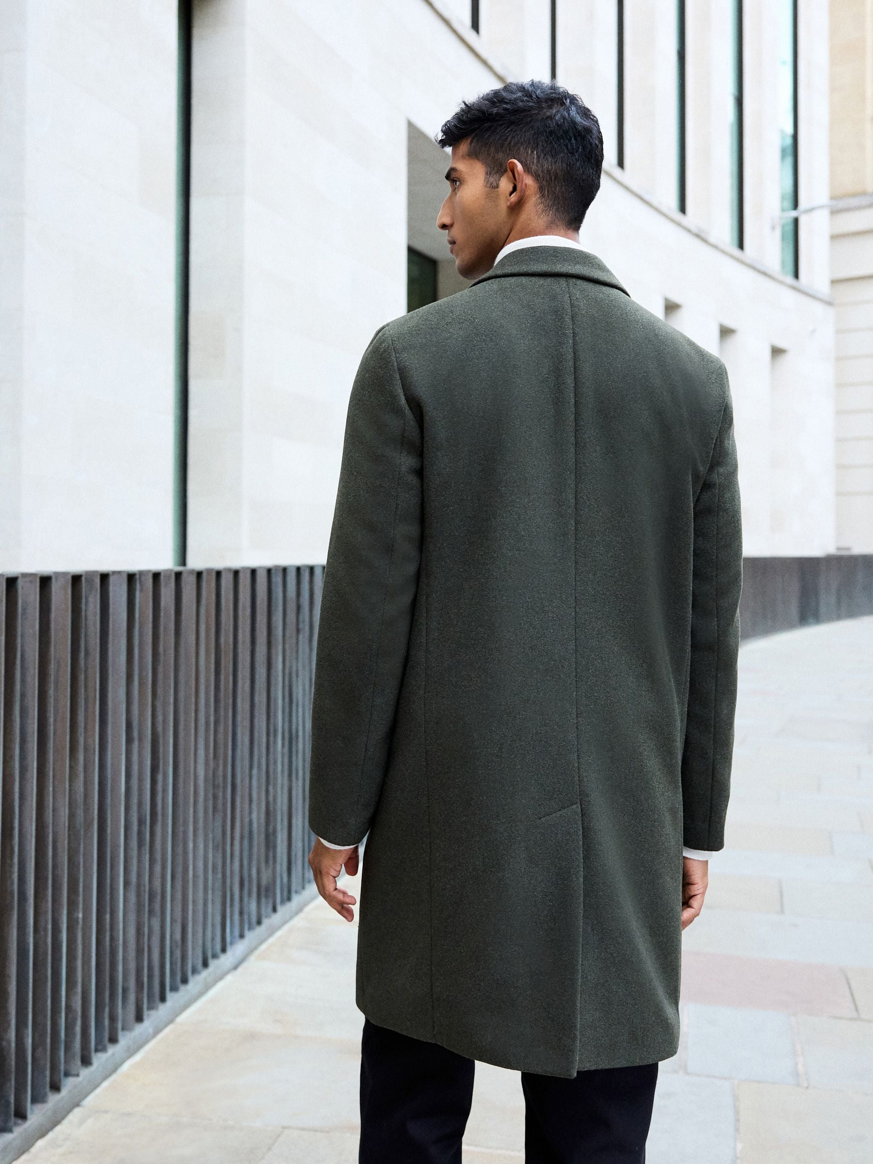 Buy Khaki Green Epsom Overcoat with Wool from Next USA