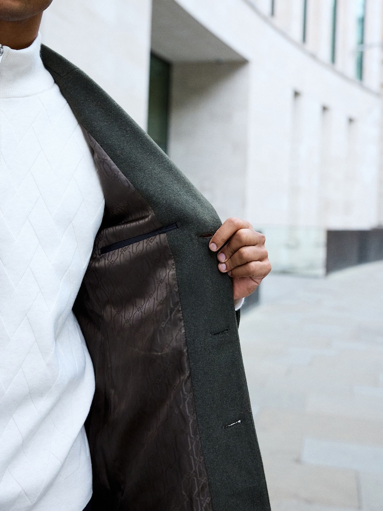 Khaki Green Epsom Overcoat with Wool - Image 4 of 9