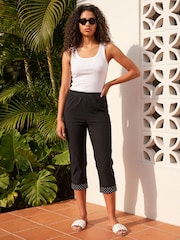 Roman Black Petite Crop Turn Up Trousers - Image 1 of 4