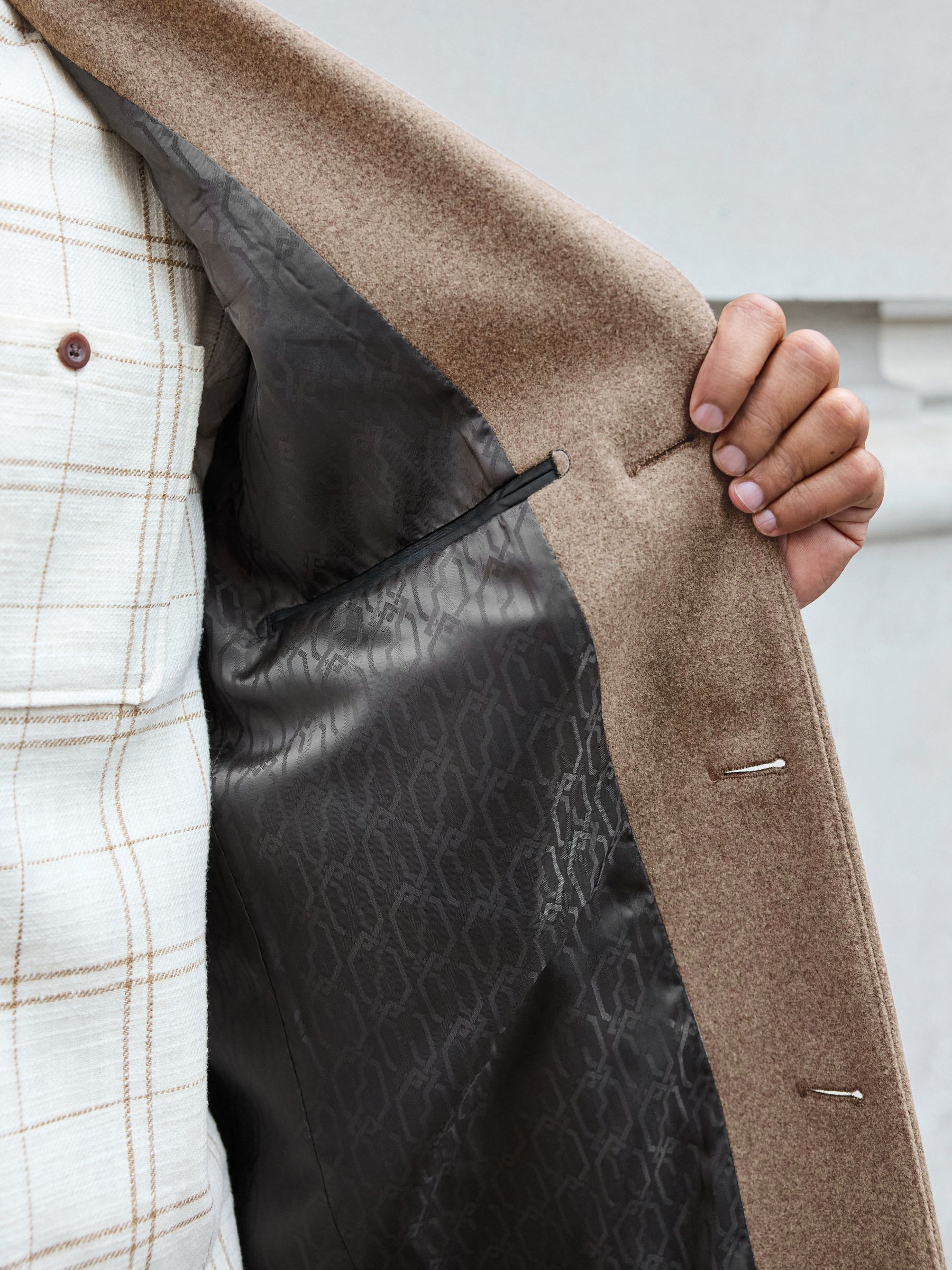 Buy Neutral Epsom Overcoat with Wool from Next USA
