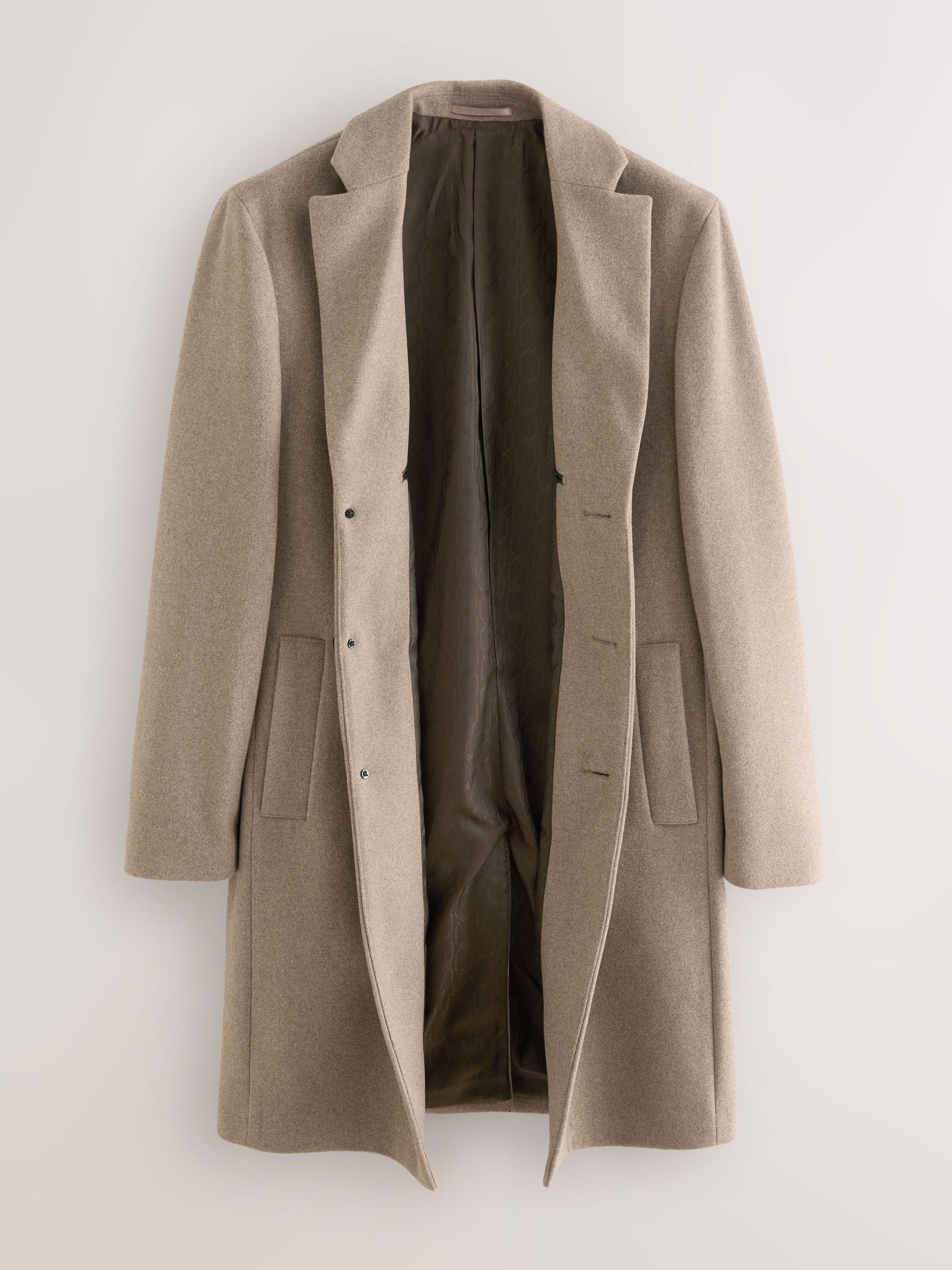 Buy Neutral Epsom Overcoat with Wool from Next USA