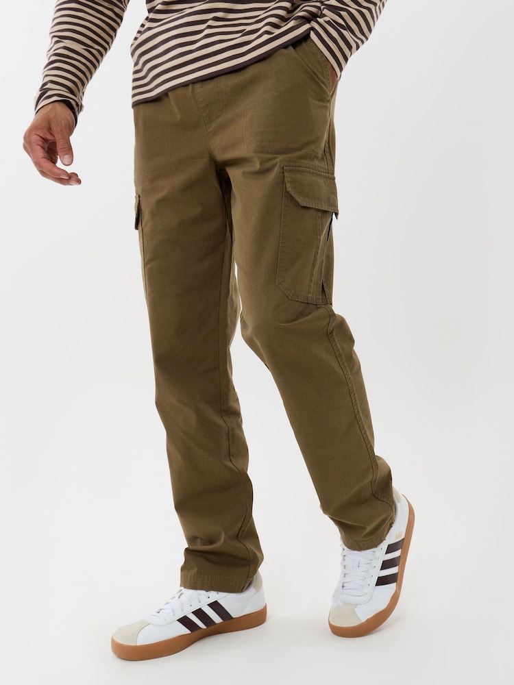 Threadbare Green Regular Fit Cotton Cargo Trousers - Image 2 of 4 Threadbare Green Regular Fit Cotton Cargo Trousers - Image 2 of 4