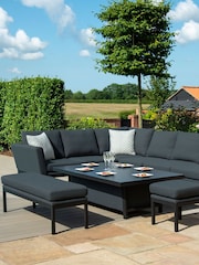 Maze Charcoal Grey Garden Pulse Rectangular Corner Dining Set With Rising Table - Image 2 of 4