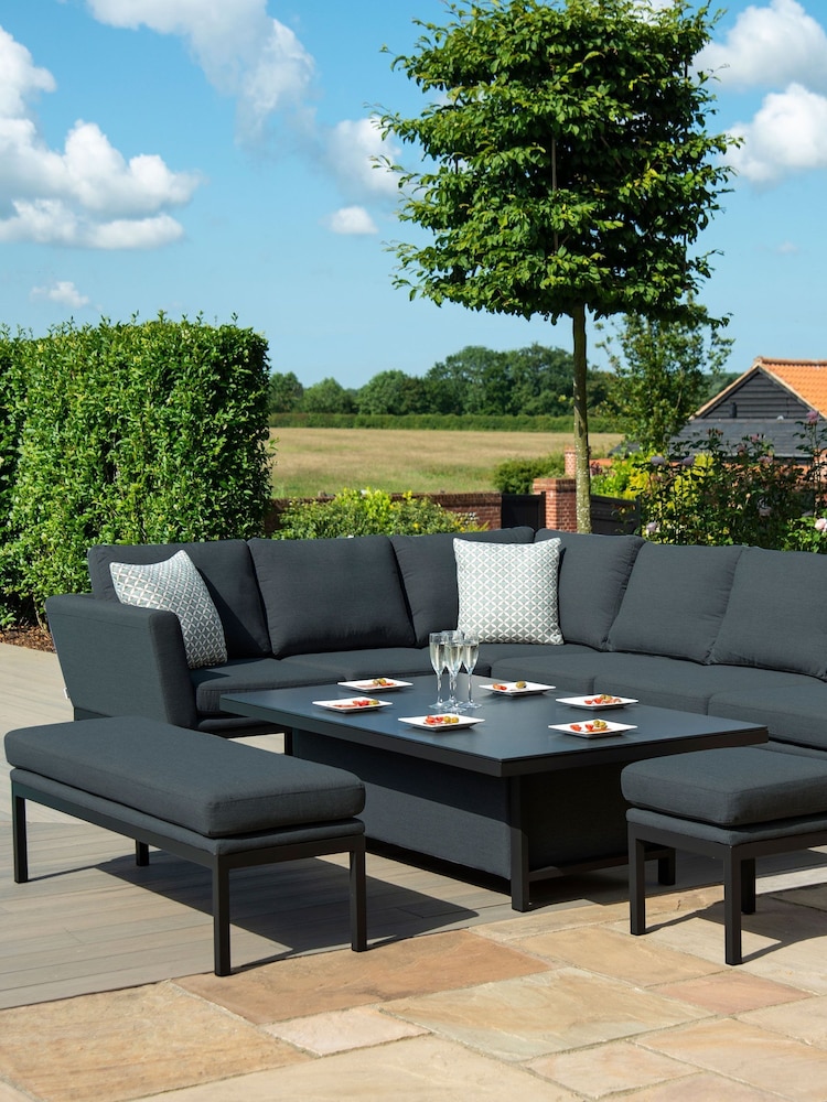 Maze Charcoal Grey Garden Pulse Rectangular Corner Dining Set With Rising Table - Image 2 of 4