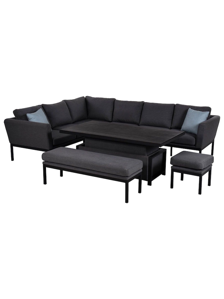 Maze Charcoal Grey Garden Pulse Rectangular Corner Dining Set With Rising Table - Image 4 of 4