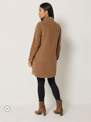 M&Co Brown Petite Corduroy Shirt Mini Dress - Image 3 of 6